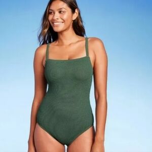 Women's Pucker Textured Square Neck High Coverage One Piece - Kona Sol - Size XL
